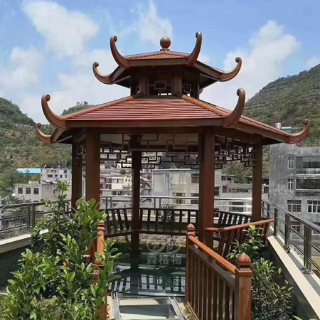 廣元公園小區六角雙層鋁合金涼亭
